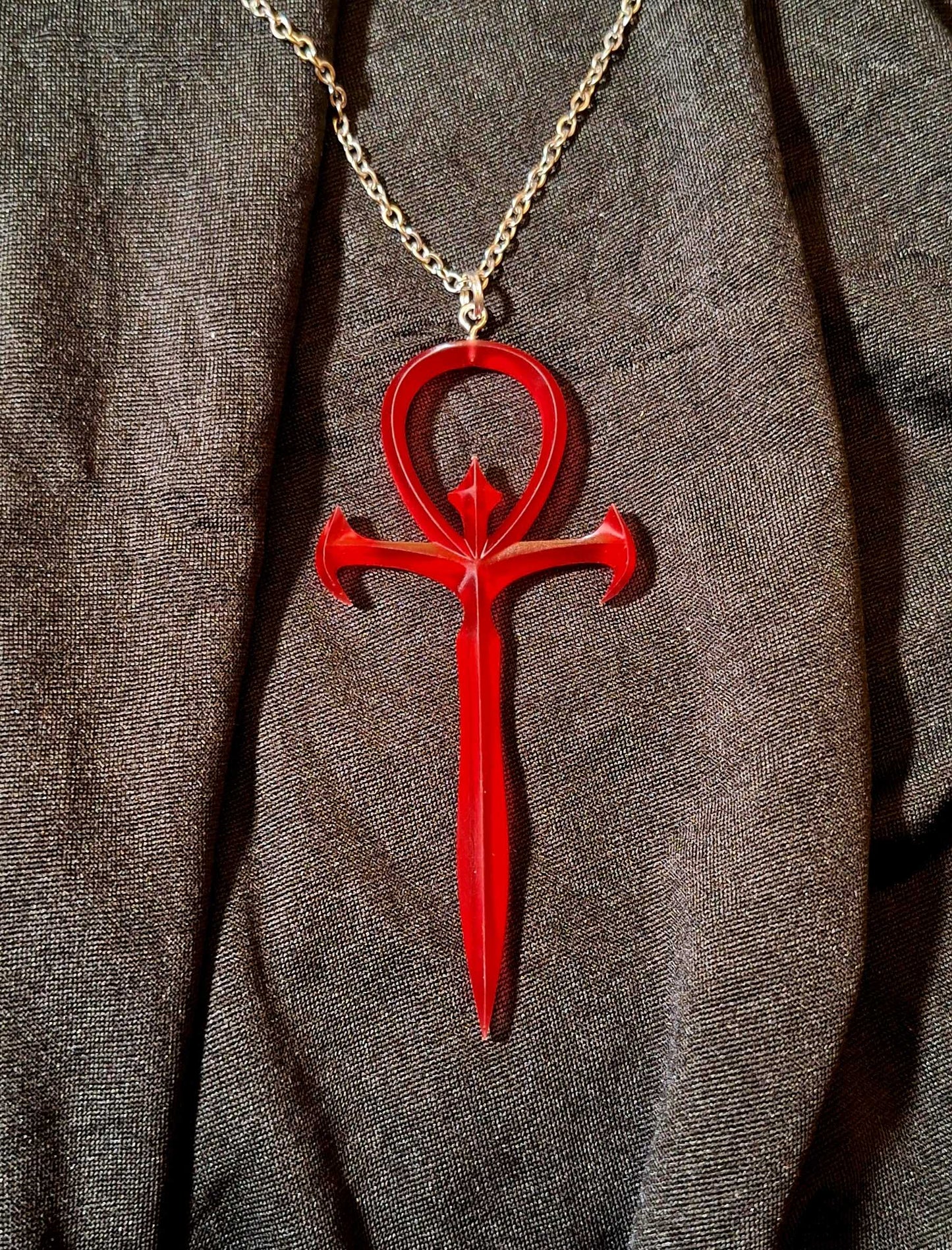 Vampire: The Masquerade Ankh Pendant - Blood Red Resin