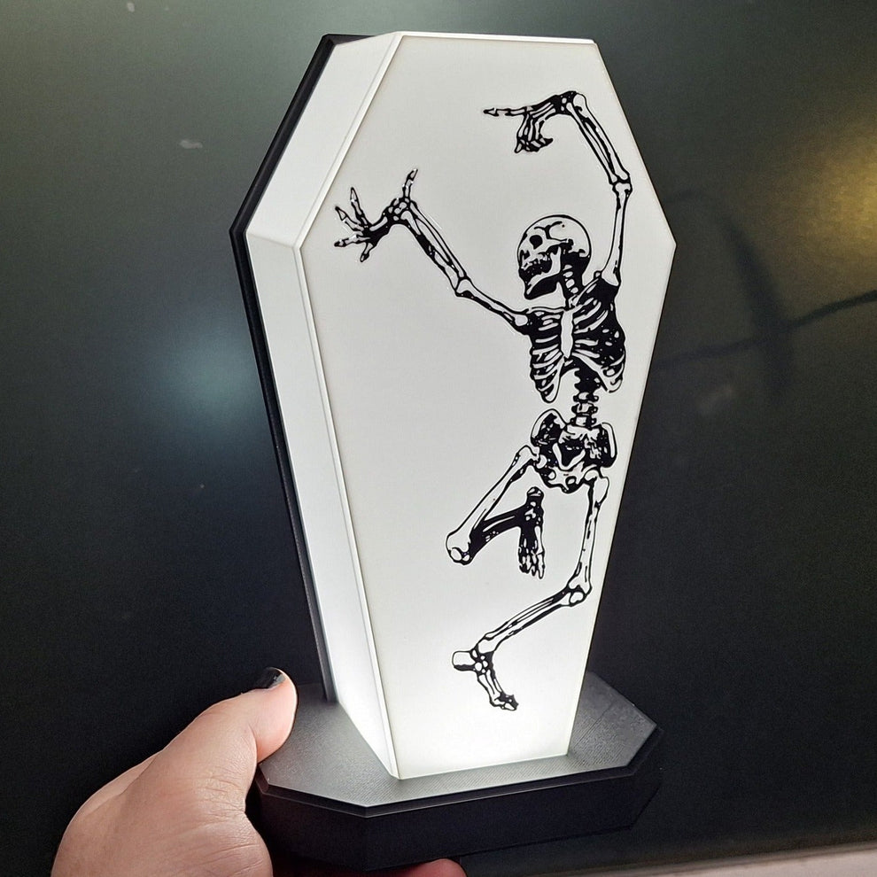 USB Coffin Lamp with Danse Macabre Skeleton – Forgotten Forge Creations